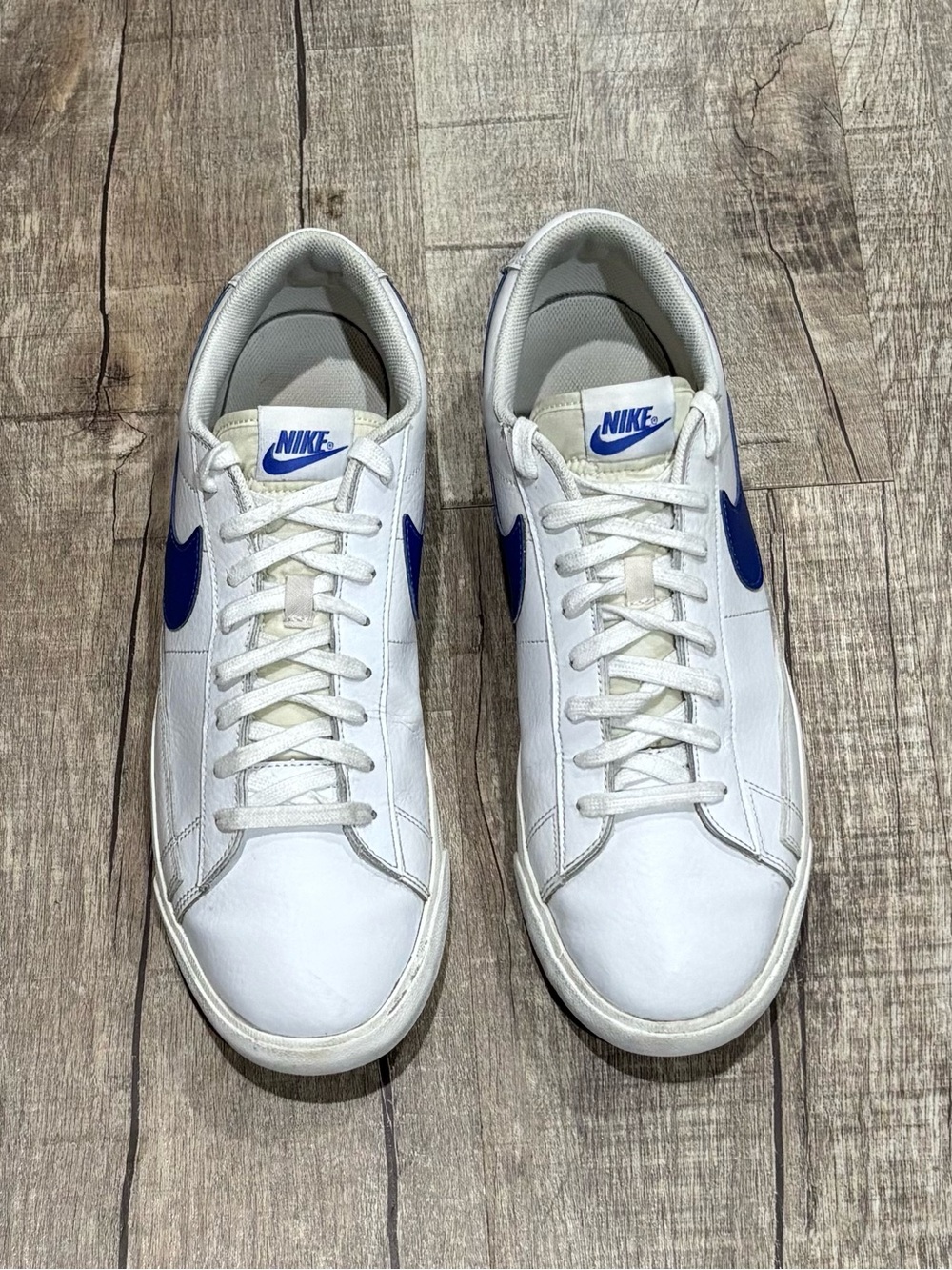 Nike Blazer Low Leather Astronomy Blue White Low-Top Sneakers with Blue Swoosh. - Picture 2 of 4